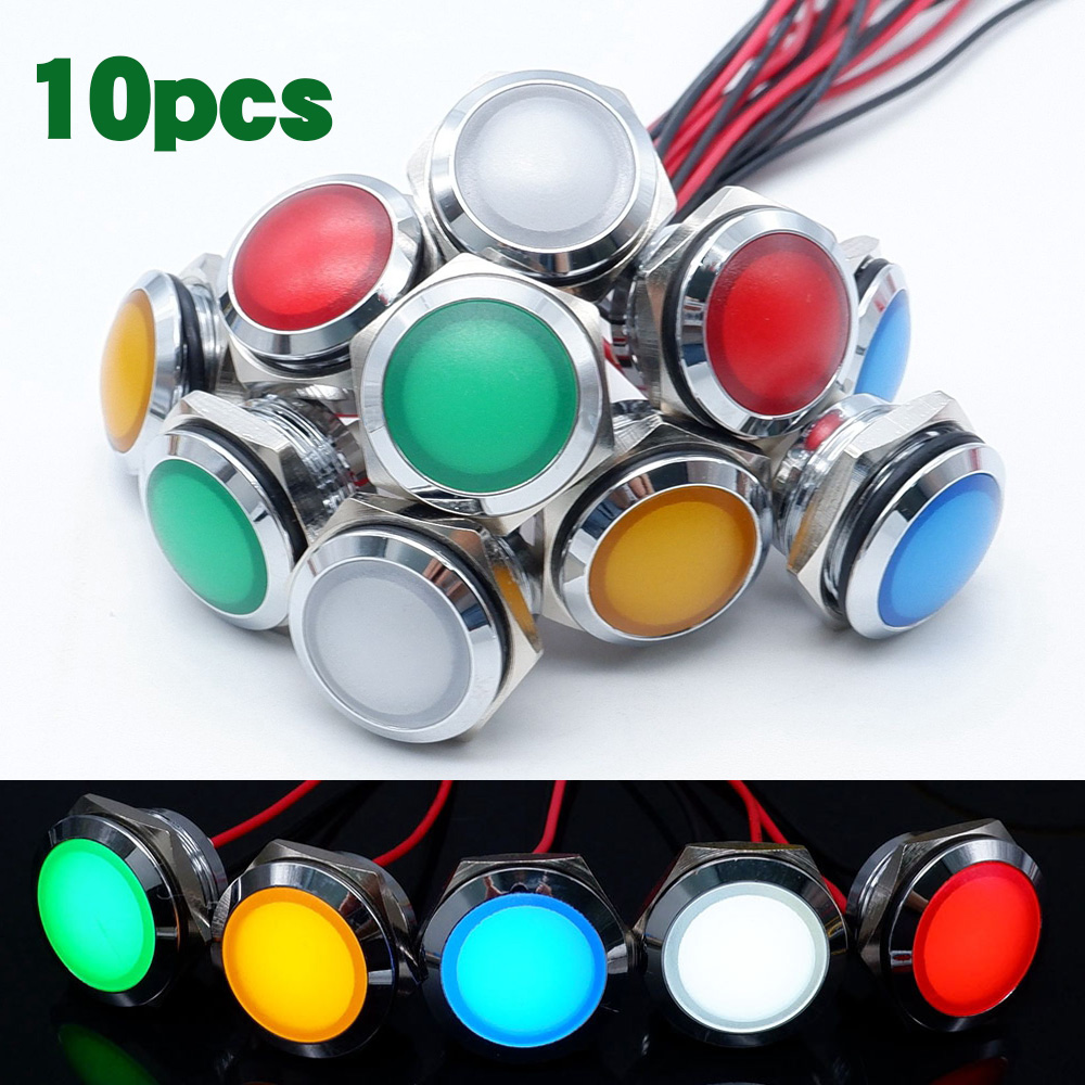 10pcs 12/16/19/22mm Metal LED  - Signal Panel Orange review and price